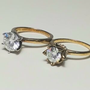 2 Lot 925 Silver Gold Vermeil C&C CZ Rings Sz 8